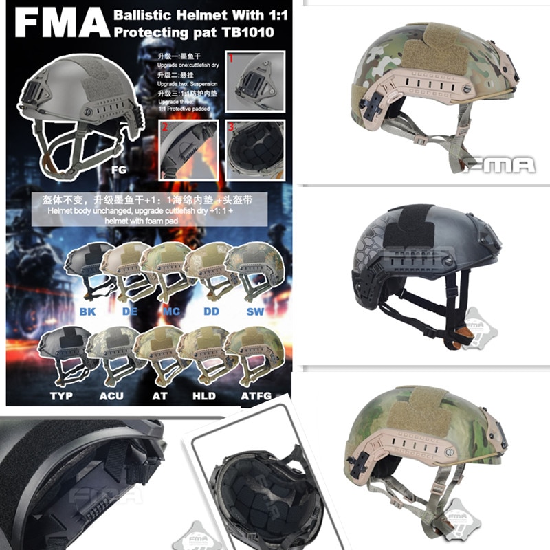 FMA 탄도 헬멧 1:1 보호 팻 TB1010 위장 시리즈 사냥 모자 무료 배송